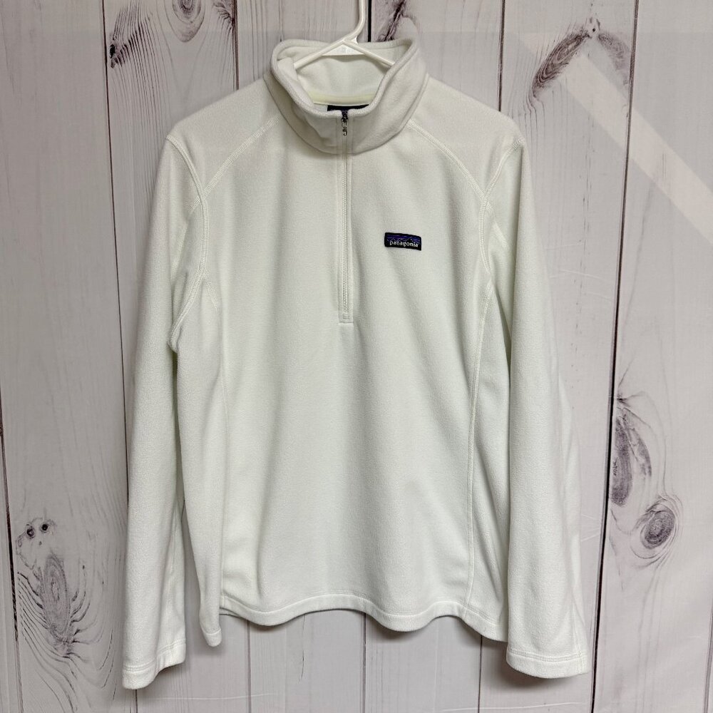 Patagonia Women’s Micro D 1/4 Zip Fleece Pullover XL Birch White EUC